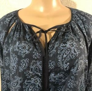 Michael Kors Round neck with lace Women Sz XXS Blouse Two-color Batik Pattern